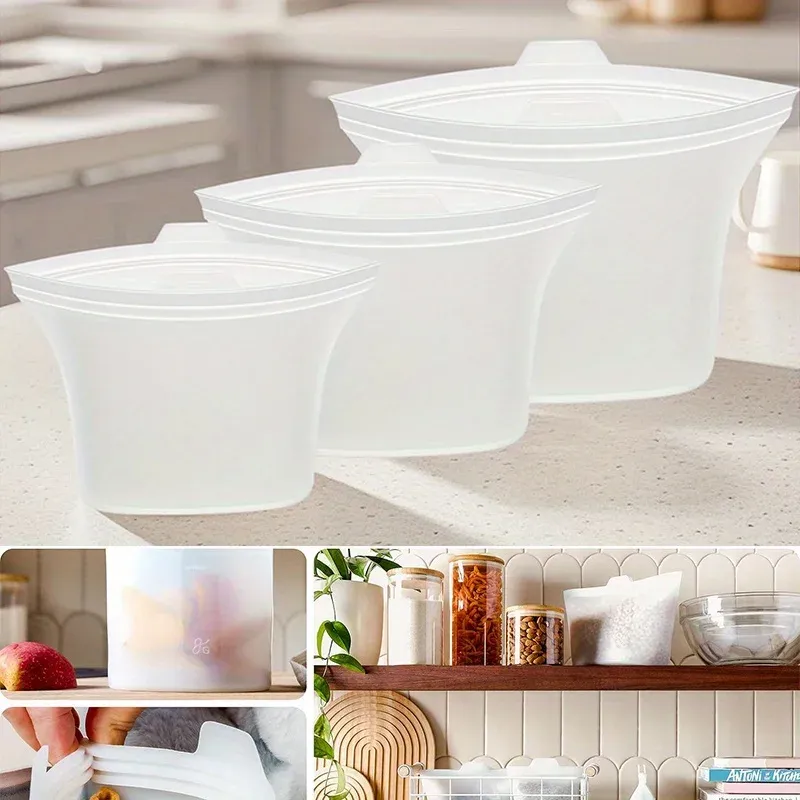 Sacs de conservation alimentaire réutilisables en silicone