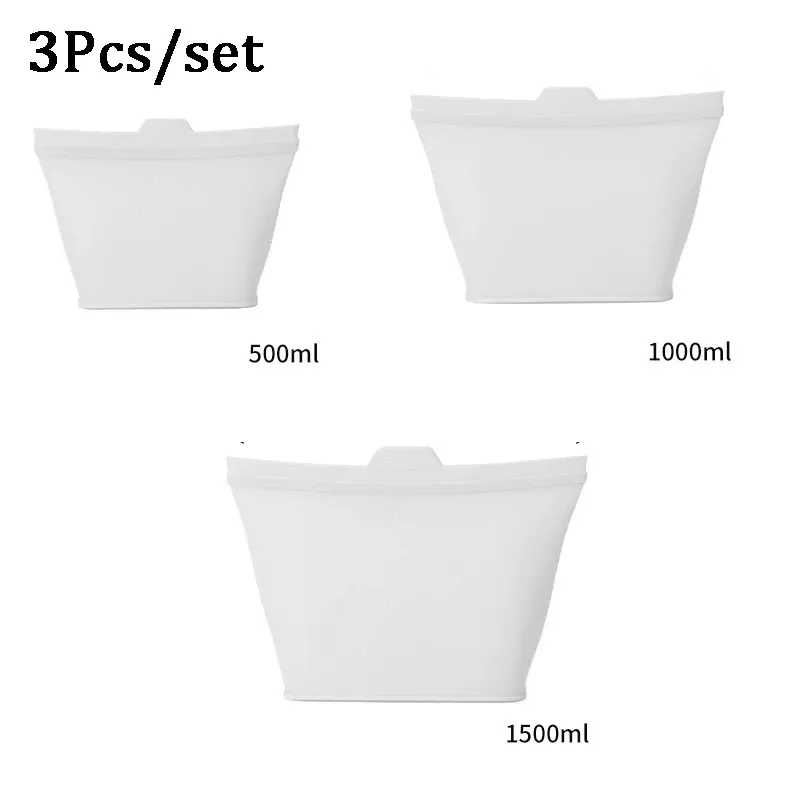 Sacs de conservation alimentaire réutilisables en silicone à fermeture zippée, compatibles lave-vaisselle, micro-ondes et four 12