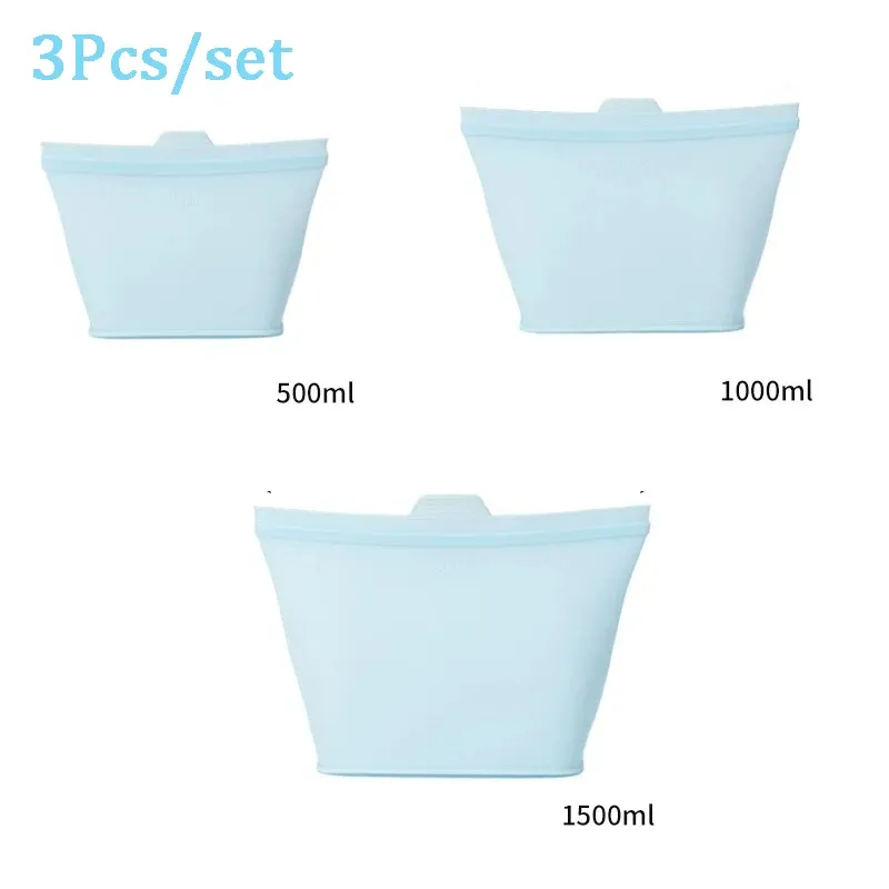 Sacs de conservation alimentaire réutilisables en silicone à fermeture zippée, compatibles lave-vaisselle, micro-ondes et four 10