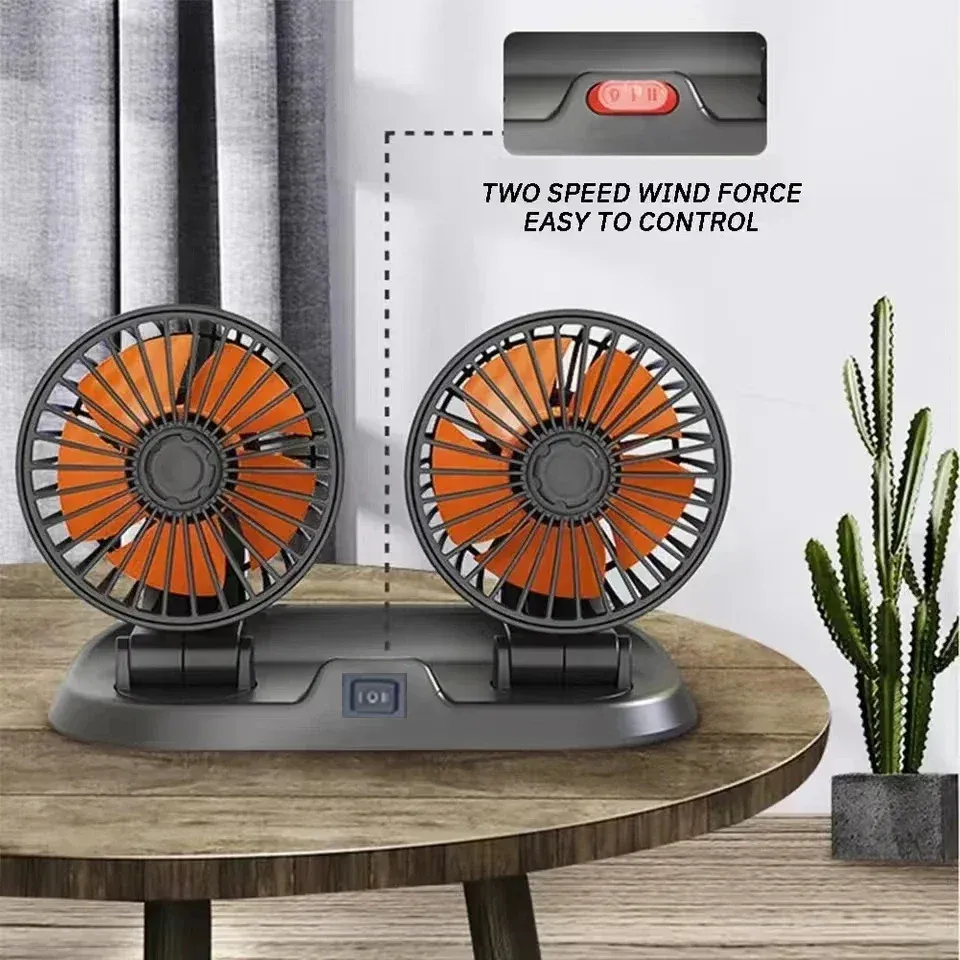 Ventilateur de refroidissement USB réglable pour voiture, 2 vitesses, compatible 5V, 12V et 24V 2