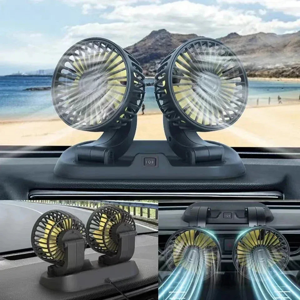 Ventilateur de refroidissement USB réglable pour voiture, 2 vitesses, compatible 5V, 12V et 24V 4
