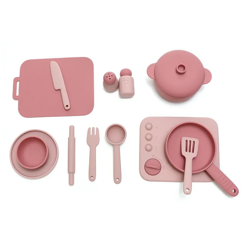 Ensemble de cuisine en silicone de 13 pièces, jouet d'imitation éducatif pour tout-petits 6