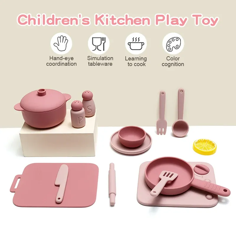 Ensemble de 13 pièces en silicone pour jouer à la cuisine