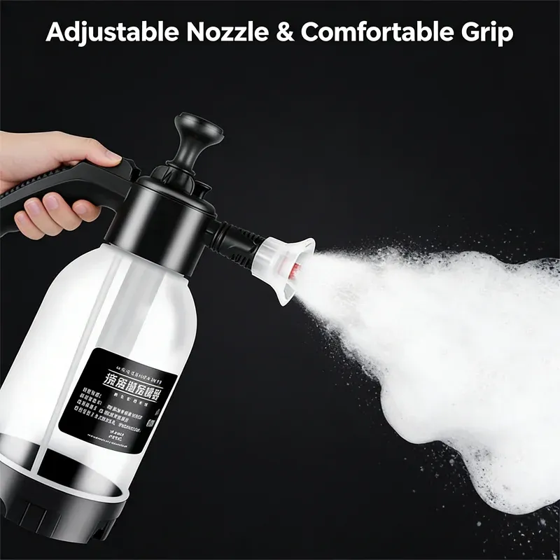 Pulvérisateur à mousse manuel 2 L avec buse réglable, flacon multi-usages pour le nettoyage domestique, le jardinage et le lavage de voiture 3