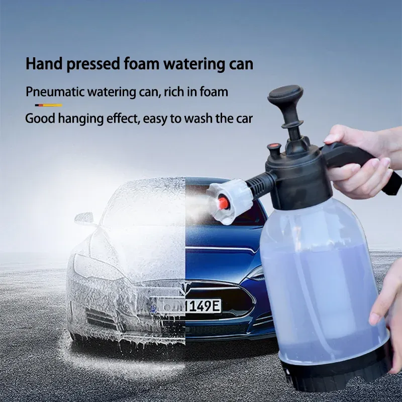 Pulvérisateur à mousse manuel 2 L avec buse réglable, flacon multi-usages pour le nettoyage domestique, le jardinage et le lavage de voiture 4