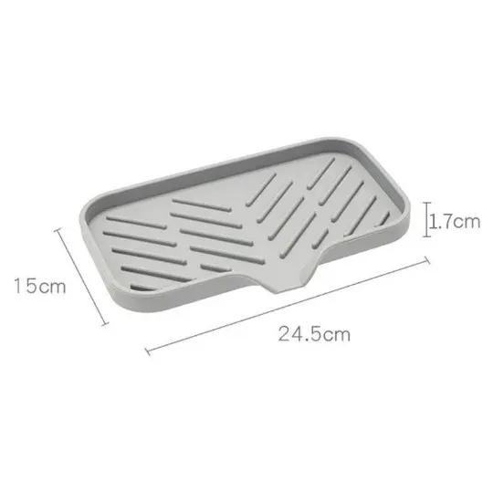Plateau d'évier en silicone avec vidange et rangement pour éponge, savon et brosse 7
