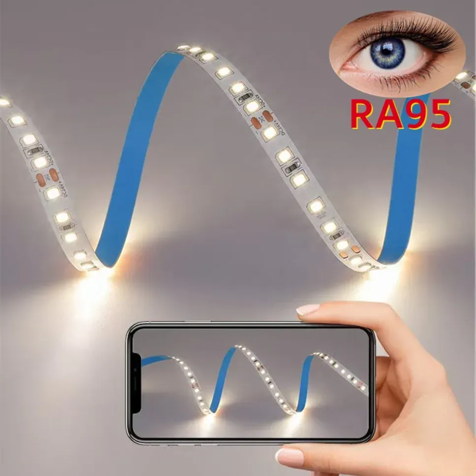 Bande LED flexible 12V/24V SMD 2835, 6000K/3000K blanc chaud, 120 LEDs/m et 240 LEDs/m, circuit imprimé 8 mm/10 mm, pour éclairage 3