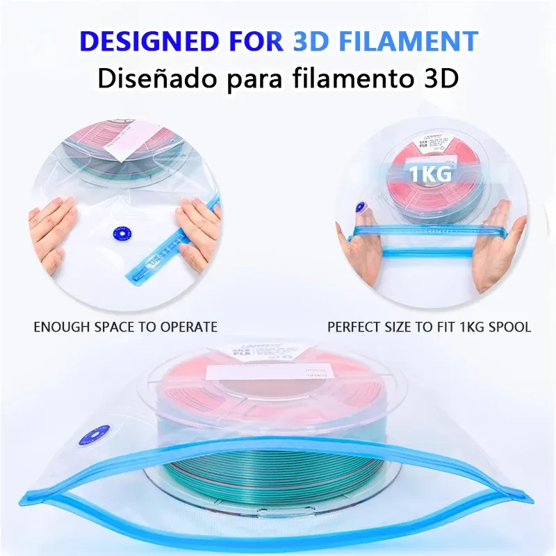 Sacs de stockage sous vide pour filament avec pompe manuelle/électrique, accessoires pour imprimante 3D, pour filament PLA, ABS, PETG, nylon, TPU et ASA, conservation au sec 5