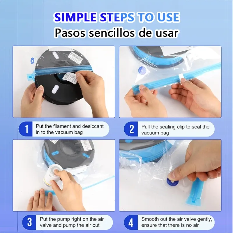 Sacs de stockage sous vide pour filament avec pompe manuelle/électrique, accessoires pour imprimante 3D, pour filament PLA, ABS, PETG, nylon, TPU et ASA, conservation au sec 6