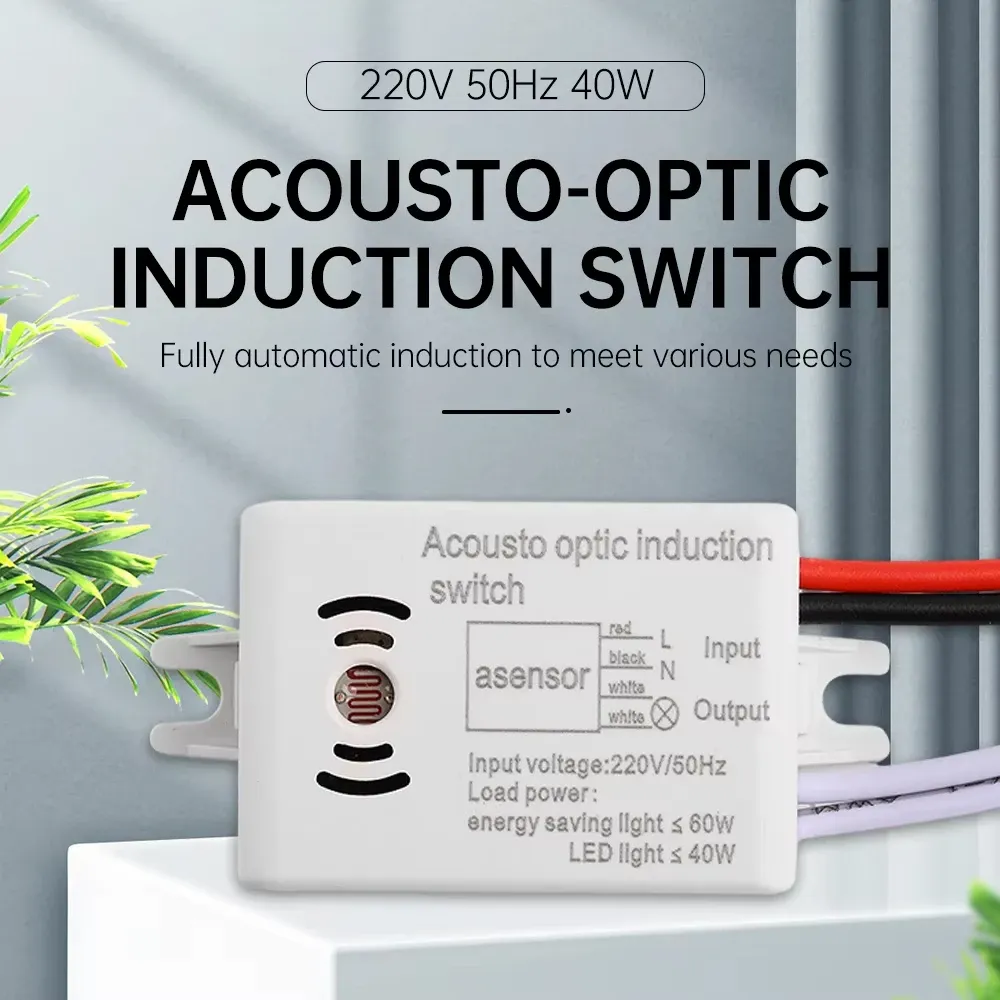 Interrupteur intelligent à capteur sonore et vocal, module de détection à activation automatique on/off pour escalier et couloir 2