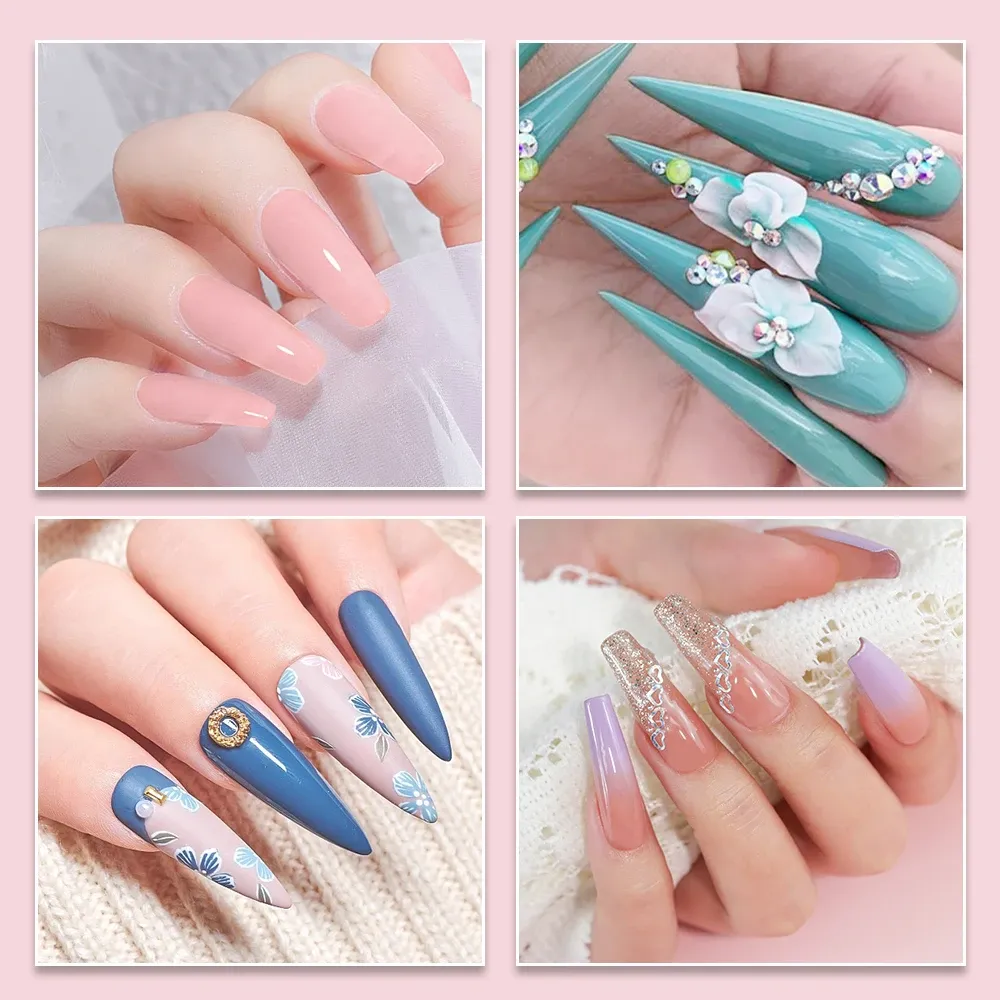 Poudre acrylique et monomère liquide pour ongles, kit de décoration artistique avec paillettes en cristal, pointes 3D et outils de sculpture 6