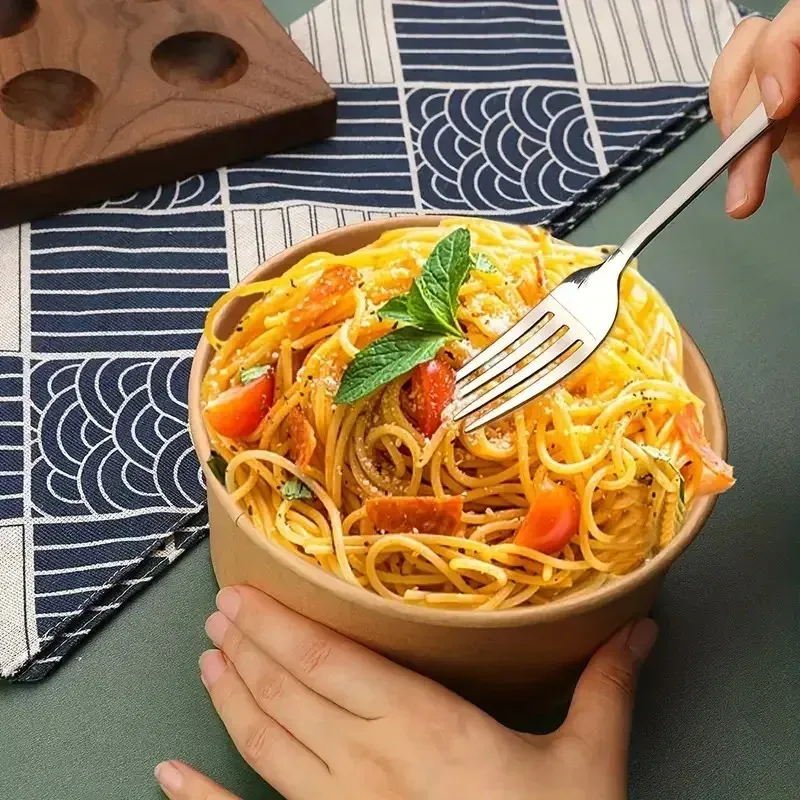 Ensemble de bols jetables en papier Kraft avec couvercles