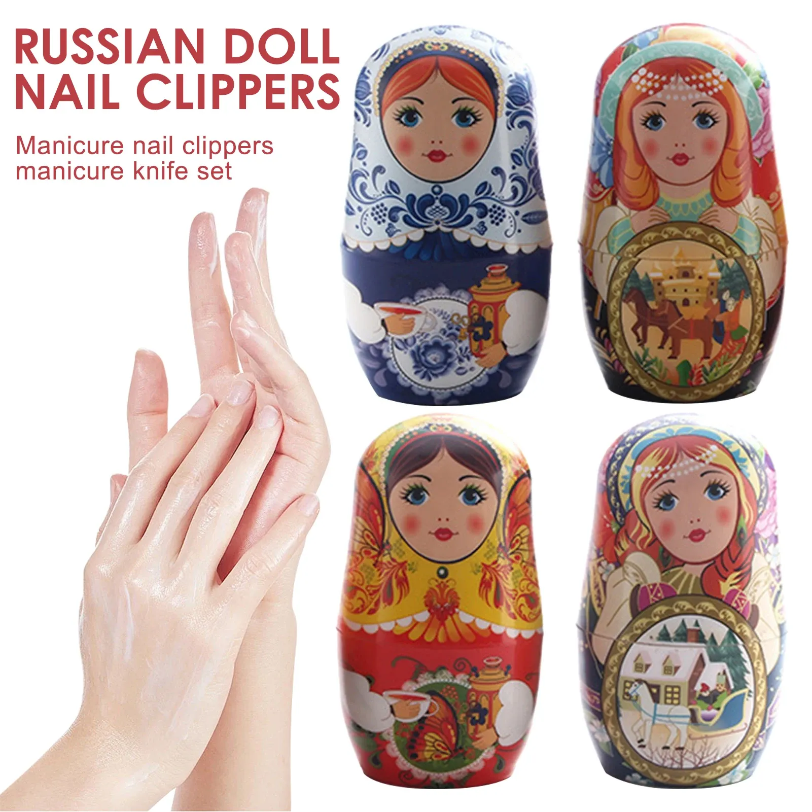 Ensemble de coupe-ongles créatif style poupée russe, kit de manucure, polissage des ongles, outils de mise en forme et de coupe 2
