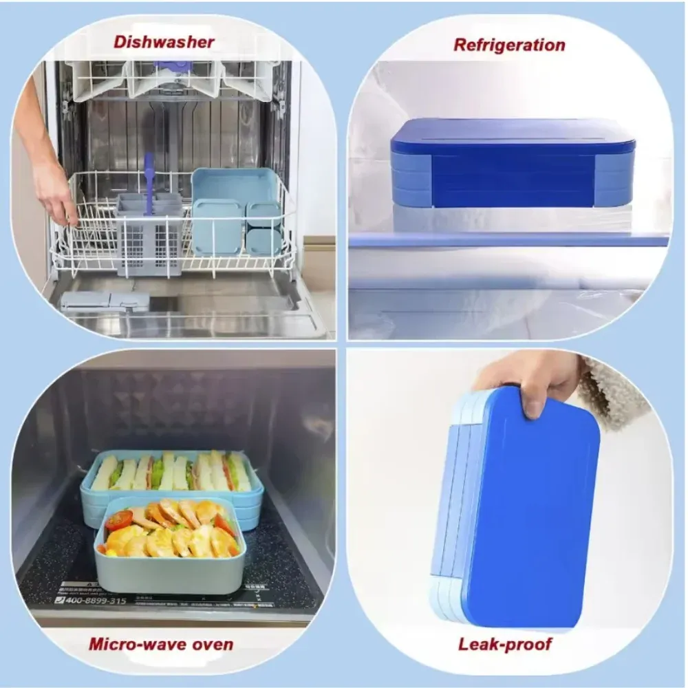 Boîte à déjeuner Bento étanche sans BPA, multi-compartiments, pour le travail 6