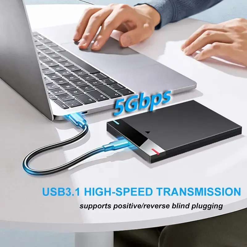 Boîtier de disque dur externe portable 2,5 pouces, compatible USB 3.0 Micro B et Type-C, 5 To, 5 Gbps, prise en charge UASP 3