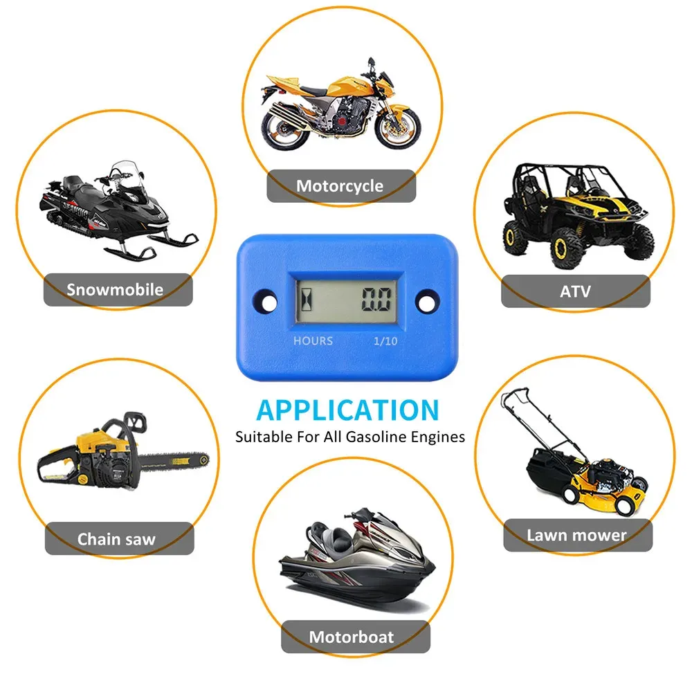 Compteur horaire numérique LCD pour moto, quad, motoneige, bateau, générateur, vélo et voiture 4