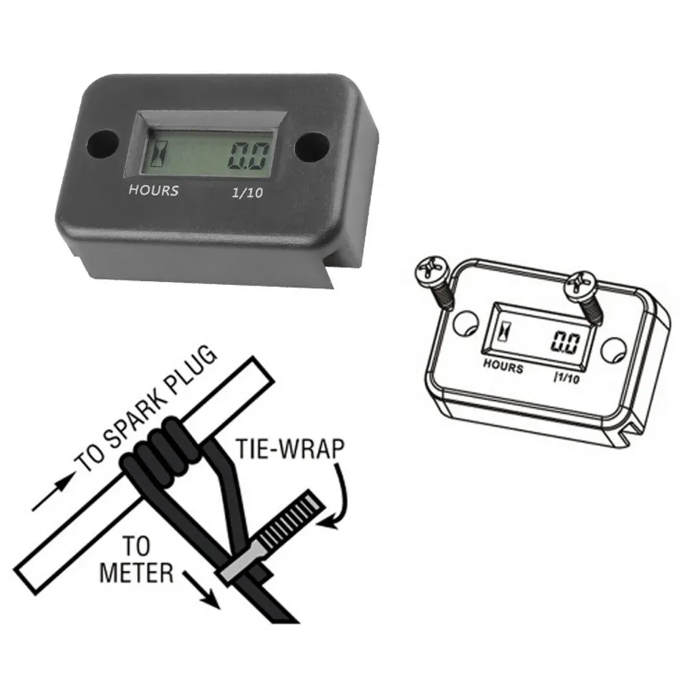 Compteur horaire numérique LCD pour moto, quad, motoneige, bateau, générateur, vélo et voiture 6