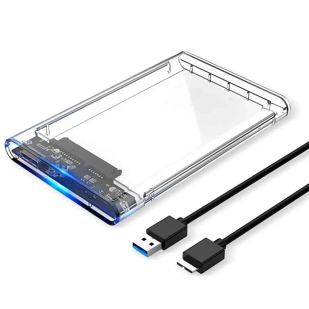 Boîtier de disque dur externe SATA vers USB 3.0, 2,5 pouces, UASP, transparent, portable, compatible disque dur 2 To, sans outil 1