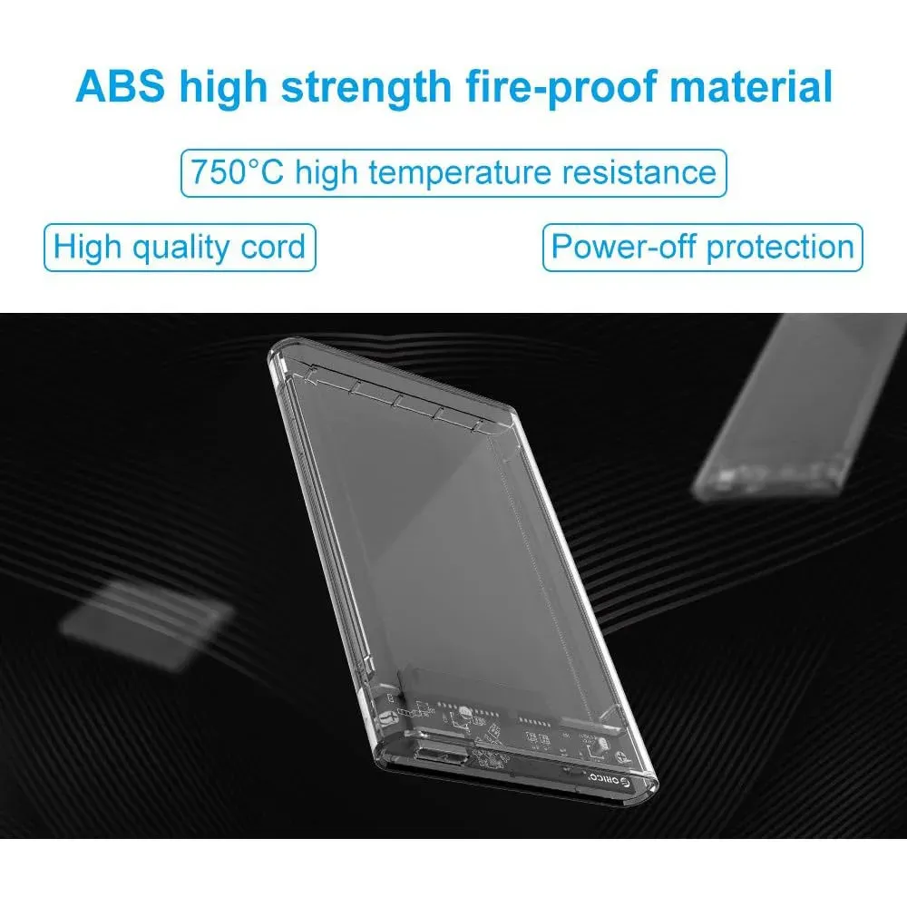 Boîtier de disque dur externe SATA vers USB 3.0, 2,5 pouces, UASP, transparent, portable, compatible disque dur 2 To, sans outil 4