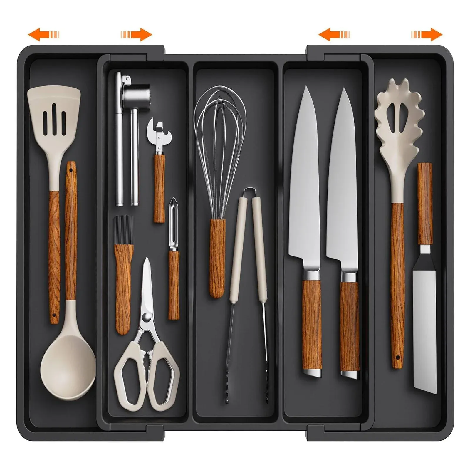 Organisateur de tiroir pour argenterie de cuisine, plateau extensible et réglable pour couverts, cuillères, fourchettes et couteaux 8