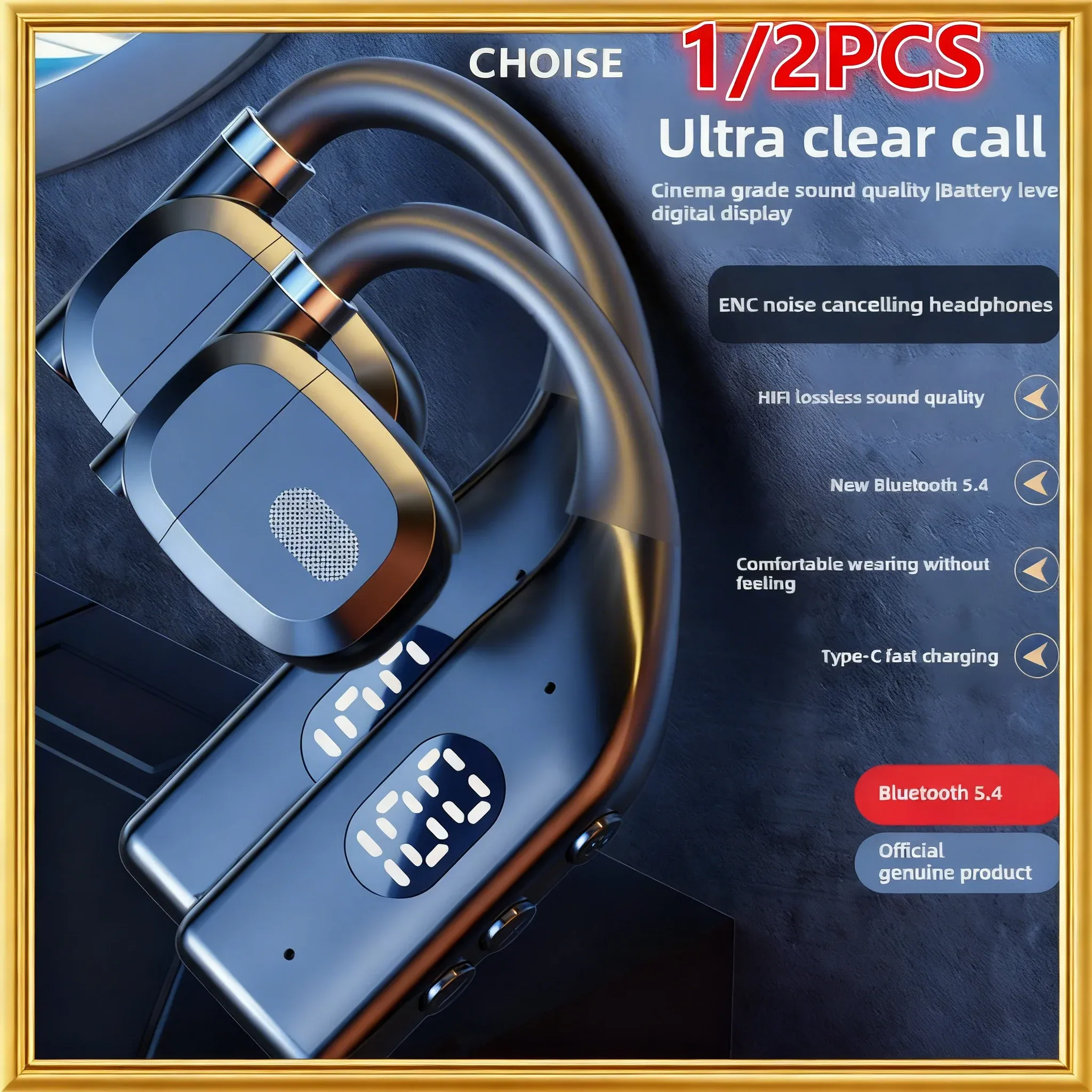 Écouteurs sans fil Bluetooth 5.4 pour le jeu et le sport, son Hi-Fi stéréo, réduction de bruit, avec micro - Image 1