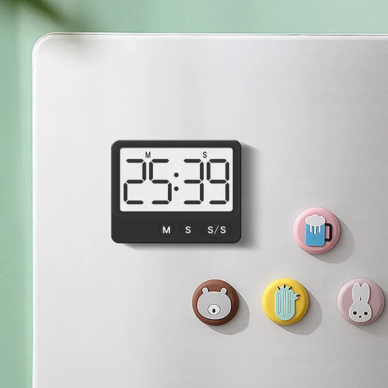 Minuteur numérique de cuisine magnétique à compte à rebours silencieux, grand écran LCD, jusqu'à 99 min 59 s 2