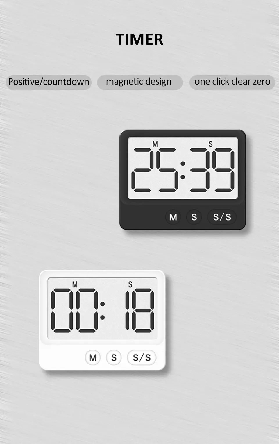 Minuterie numérique de cuisine vue de face