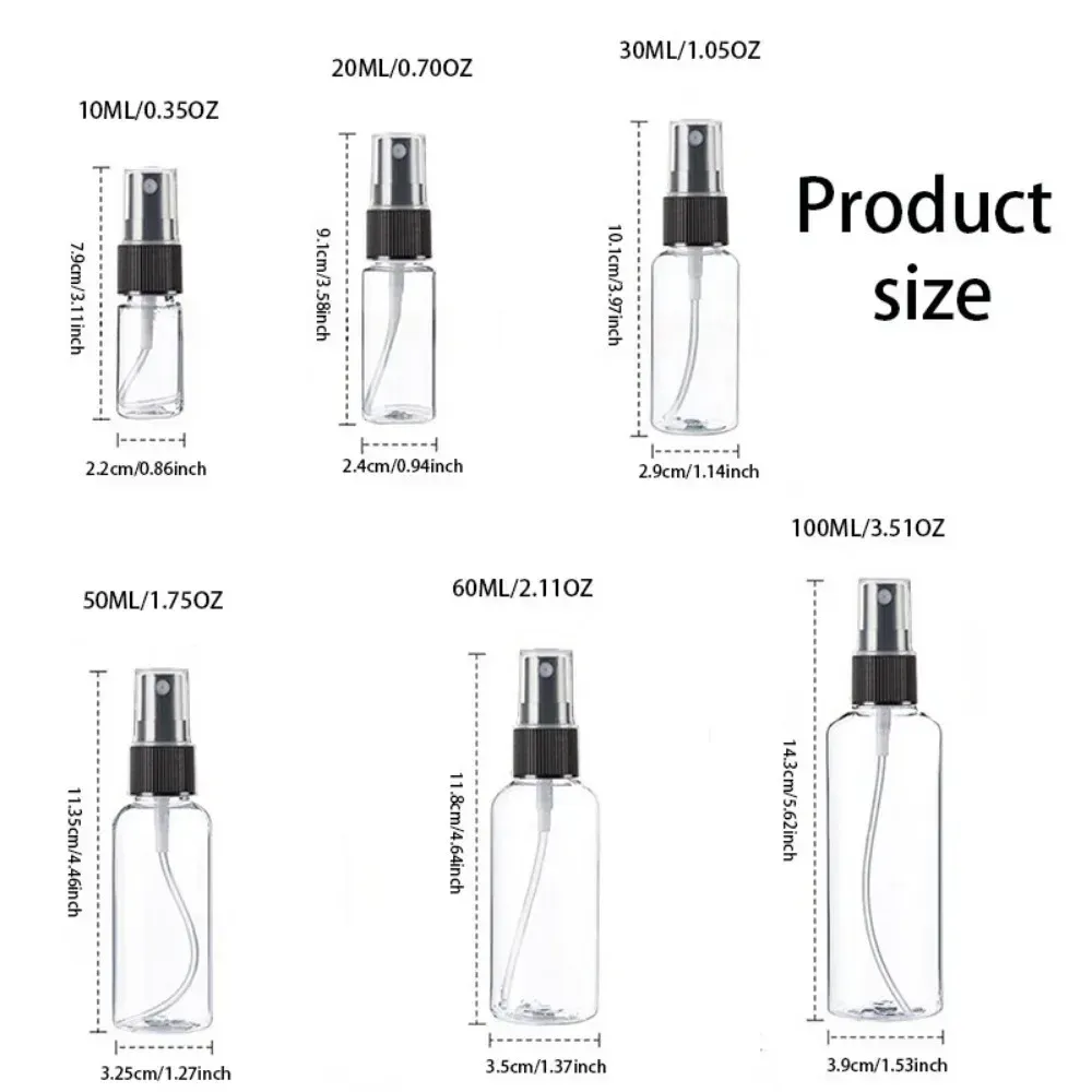 30 flacons vaporisateurs rechargeables en plastique pour voyage, brume fine, 20 à 120 ml, vides avec bouchon, pour huiles et liquides 6
