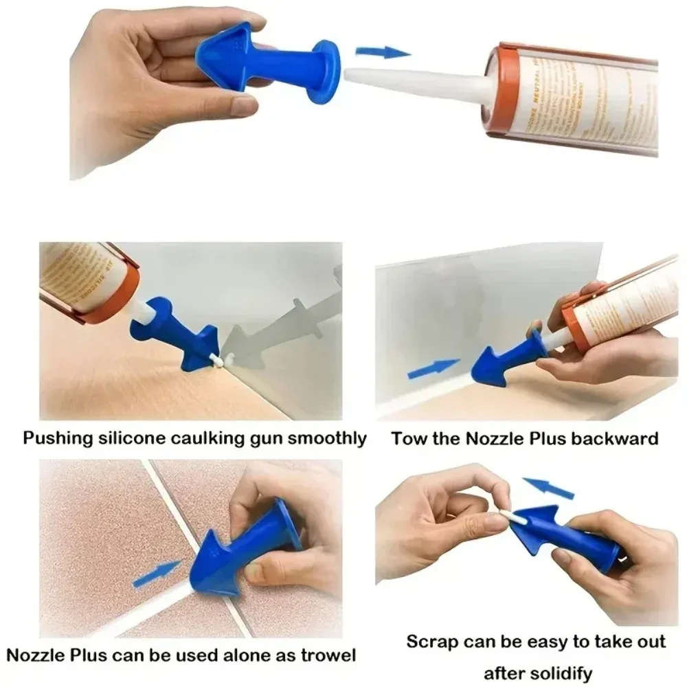 Buse à mastic en silicone multifonction, grattoir, outils de calfeutrage pour sol, kit de buses à mastic en silicone, ensemble d'amélioration de l'habitat A, 3 pièces 5