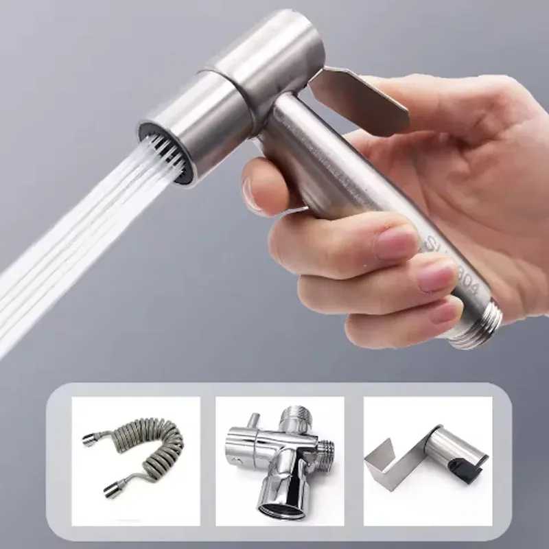 Pulvérisateur de bidet portable avec support, fonction autonettoyante, vanne 3 voies, flexible et pommeau de douche 2