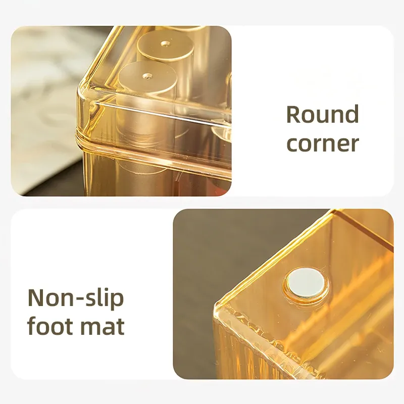 Boîte de rangement pour cils avec couvercle en acrylique transparent, organisateur de cosmétiques de bureau 5
