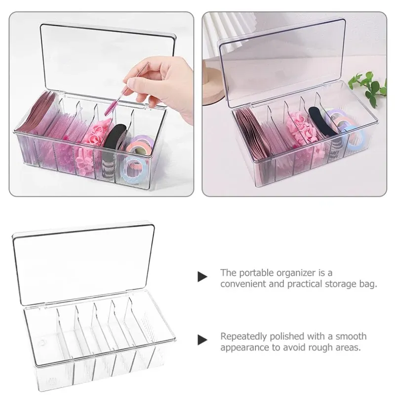 Boîte acrylique transparente pour cils, vue de face