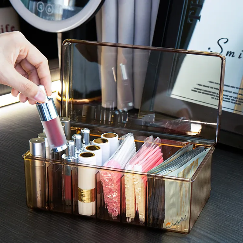 Étui transparent en acrylique pour fournitures de maquillage