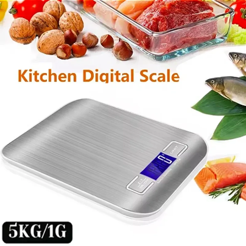 Balance de cuisine numérique LED en acier inoxydable, 5 kg / 1 g - Image 1