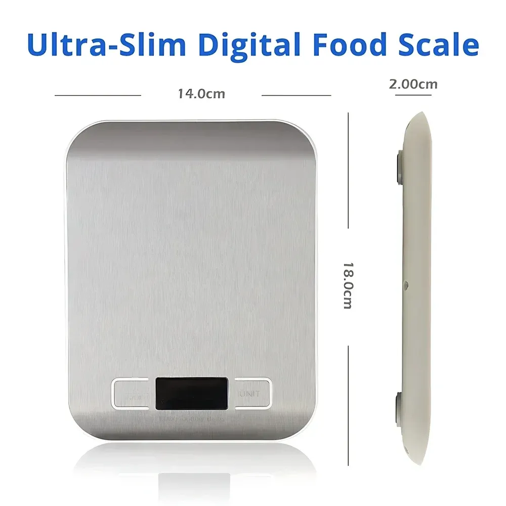Balance de cuisine numérique LED en acier inoxydable, 5 kg / 1 g 2