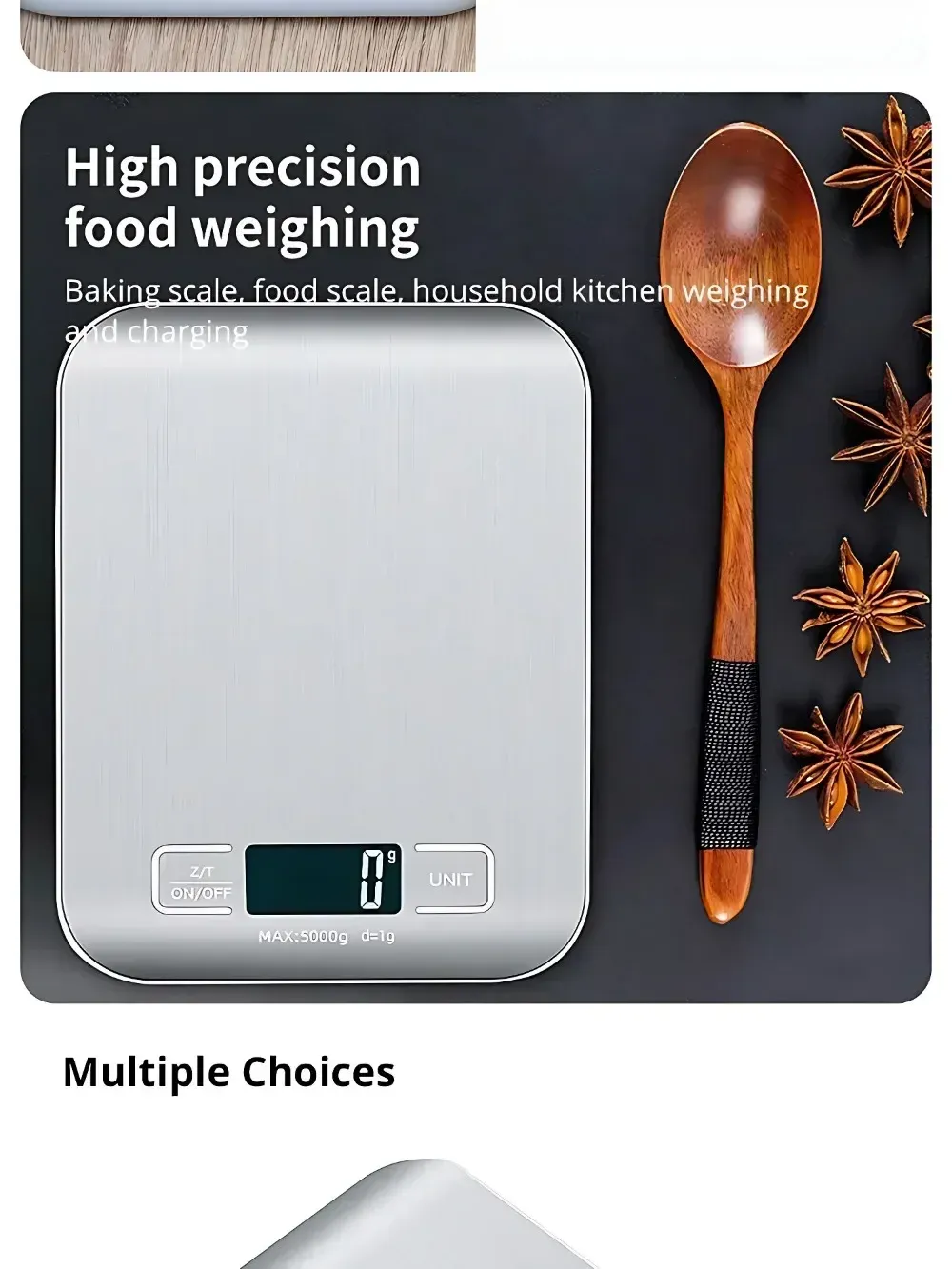 Balance de cuisine élégante en acier inoxydable