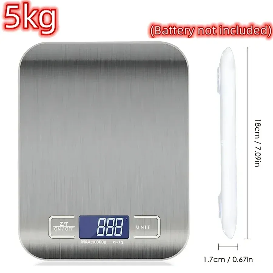 Balance de cuisine numérique LED en acier inoxydable, 5 kg / 1 g 7
