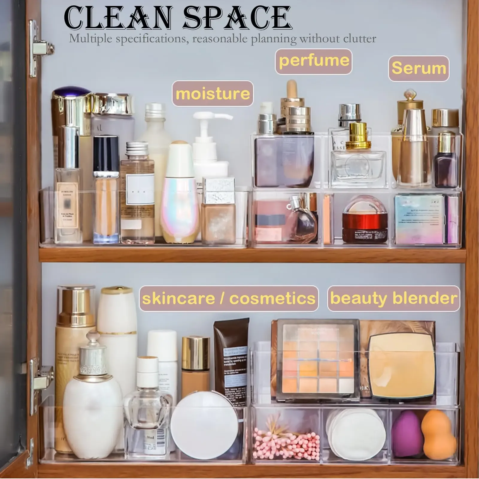Organisateur de maquillage pour tiroir, organisateur pour coiffeuse, comptoir, salle de bain, cuisine et armoires, boîtes de rangement 5