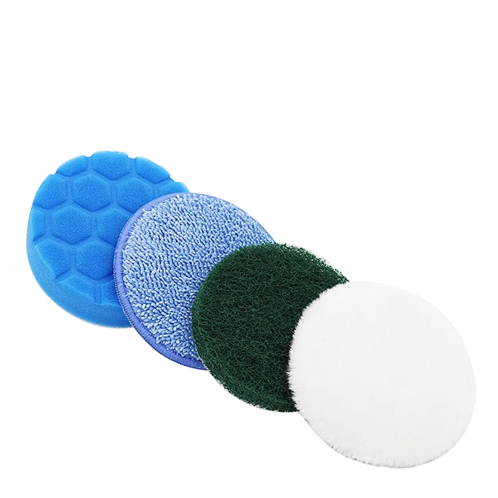 Kit de 4 accessoires de brosse de nettoyage électrique 4 pouces : éponge hexagonale, tampon et disque de polissage 7