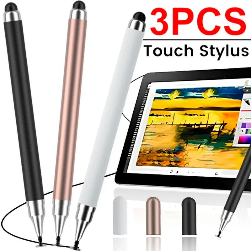 Stylet capacitif universel 2 en 1 pour tablette et smartphone, lot de 3, compatible iPhone, Android et tous écrans tactiles capacitifs - Image 1