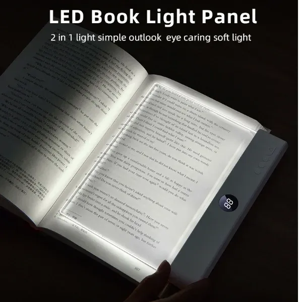 Lampe de lecture LED rechargeable USB 2-en-1 avec veilleuse, 3 couleurs, intensité réglable et horloge 2