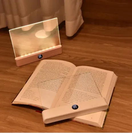 Lampe de lecture LED rechargeable USB 2-en-1 avec veilleuse, 3 couleurs, intensité réglable et horloge 6