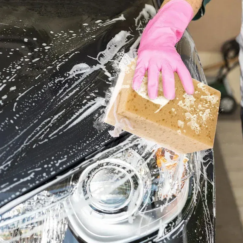 Éponge de lavage pour voiture en nid d'abeille grand format avec brosse dépoussiérante pour le détailing automobile 2