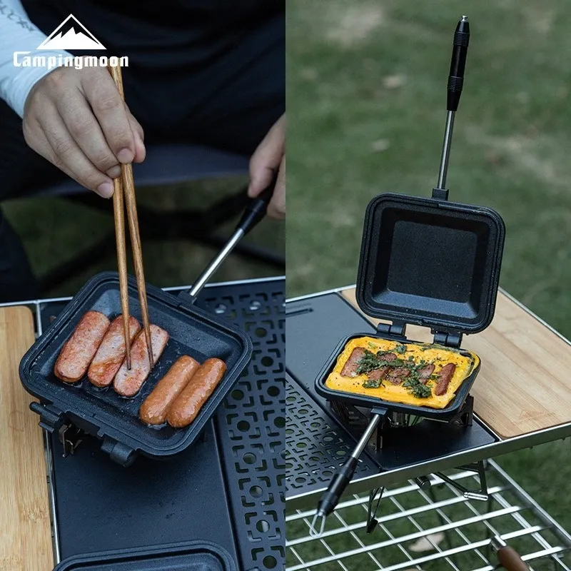 CAMPINGMOON BKTT-1315 Plaque de cuisson double face antiadhésive pour pain, sandwich et grill polyvalent, idéale pour le camping et le petit-déjeuner 3