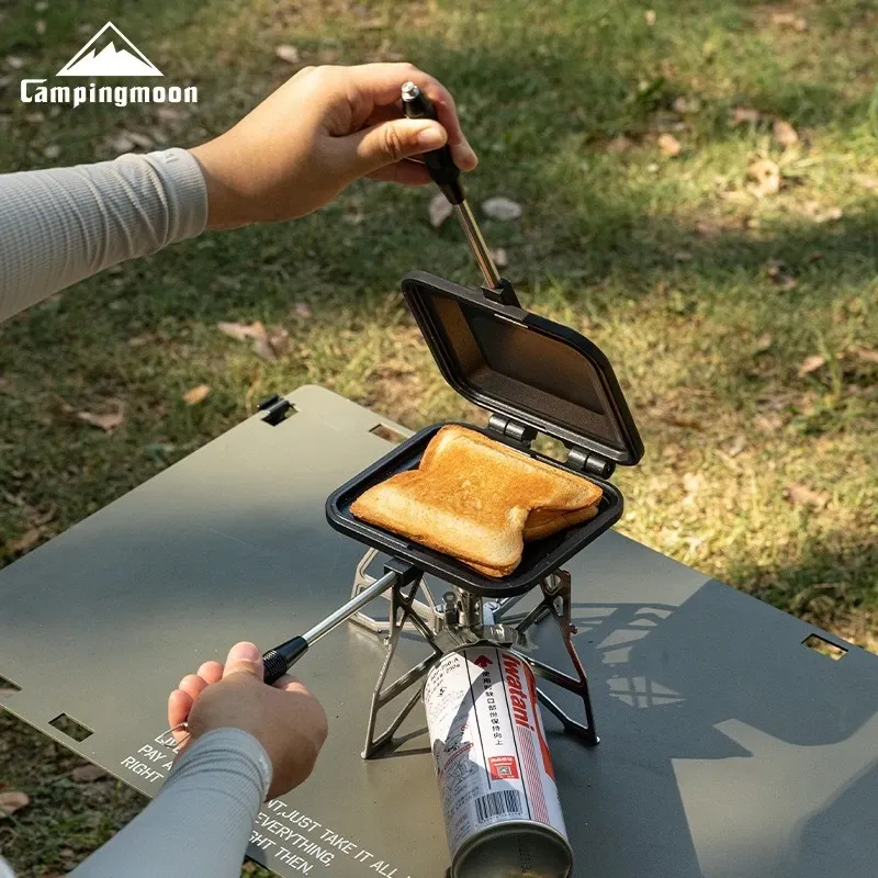 CAMPINGMOON BKTT-1315 Plaque de cuisson double face antiadhésive pour pain, sandwich et grill polyvalent, idéale pour le camping et le petit-déjeuner 5