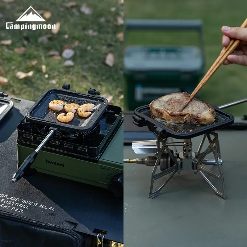 CAMPINGMOON BKTT-1315 Plaque de cuisson double face antiadhésive pour pain, sandwich et grill polyvalent, idéale pour le camping et le petit-déjeuner 4