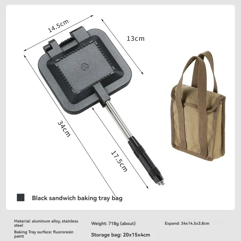 CAMPINGMOON BKTT-1315 Plaque de cuisson double face antiadhésive pour pain, sandwich et grill polyvalent, idéale pour le camping et le petit-déjeuner 7