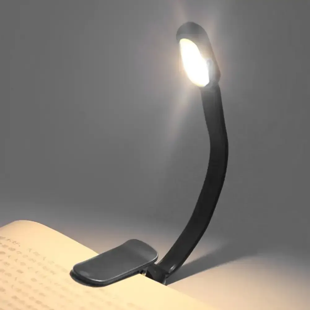 Lampe de lecture LED USB mini à pince, rechargeable, 3 couleurs de lumière et luminosité réglable, idéale pour la lecture nocturne, l'étude et les voyages 4