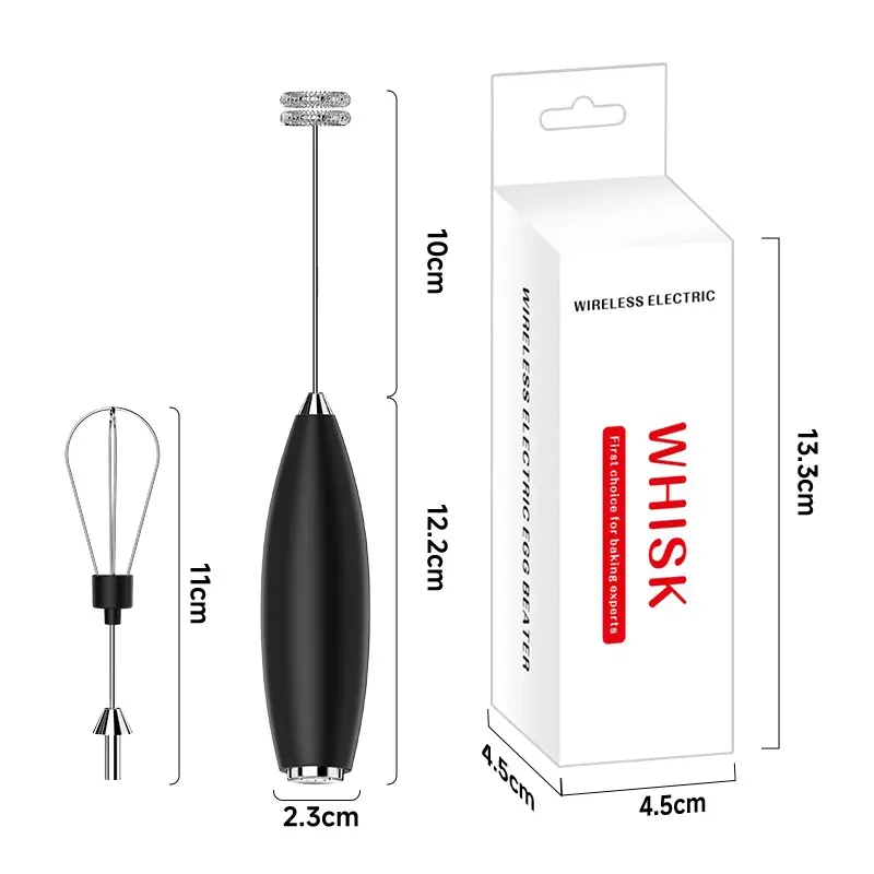 Mousseur à Lait Électrique Portable avec 2 Fouets et Support, pour Café, Cappuccino et Pâtisserie – Piles non incluses 7