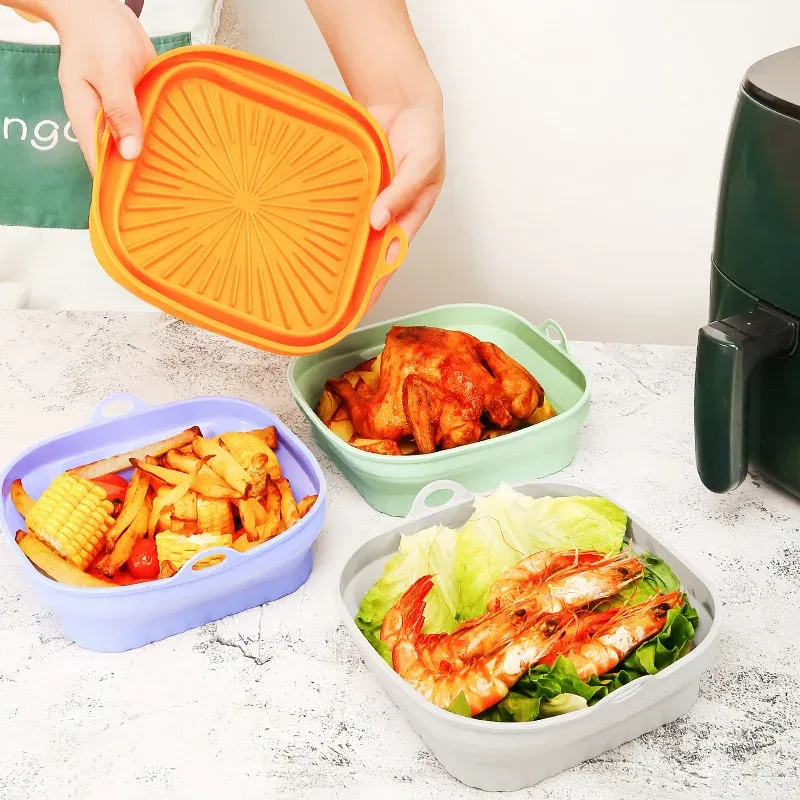 Doublure en silicone pliable pour friteuse à air Bakewa, réutilisable, sans danger pour les aliments et antiadhésive 3